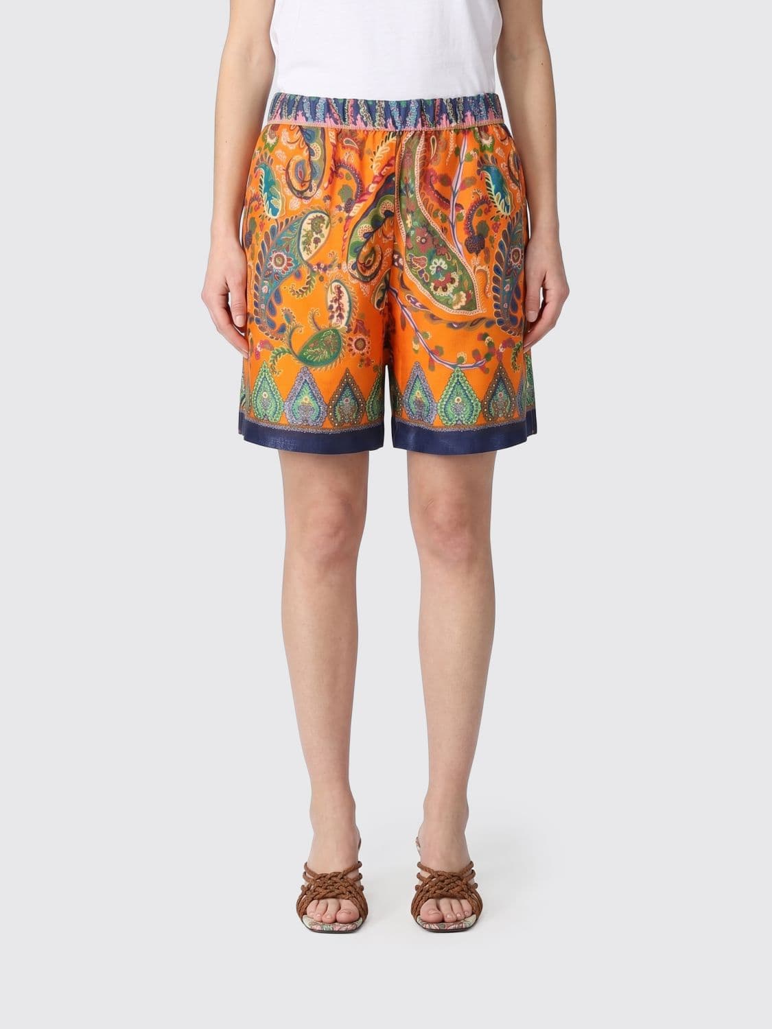 Etro Ramie Shorts With Paisley Print