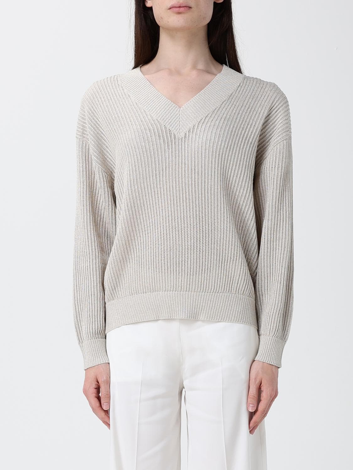 Brunello Cucinelli Cotton and Viscose V-Neck Sweater · L