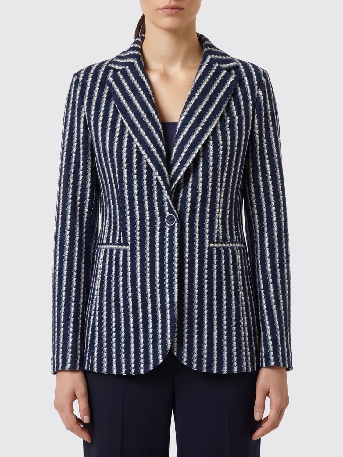 Circolo 1901 Striped Cotton Single-Breasted Blazer