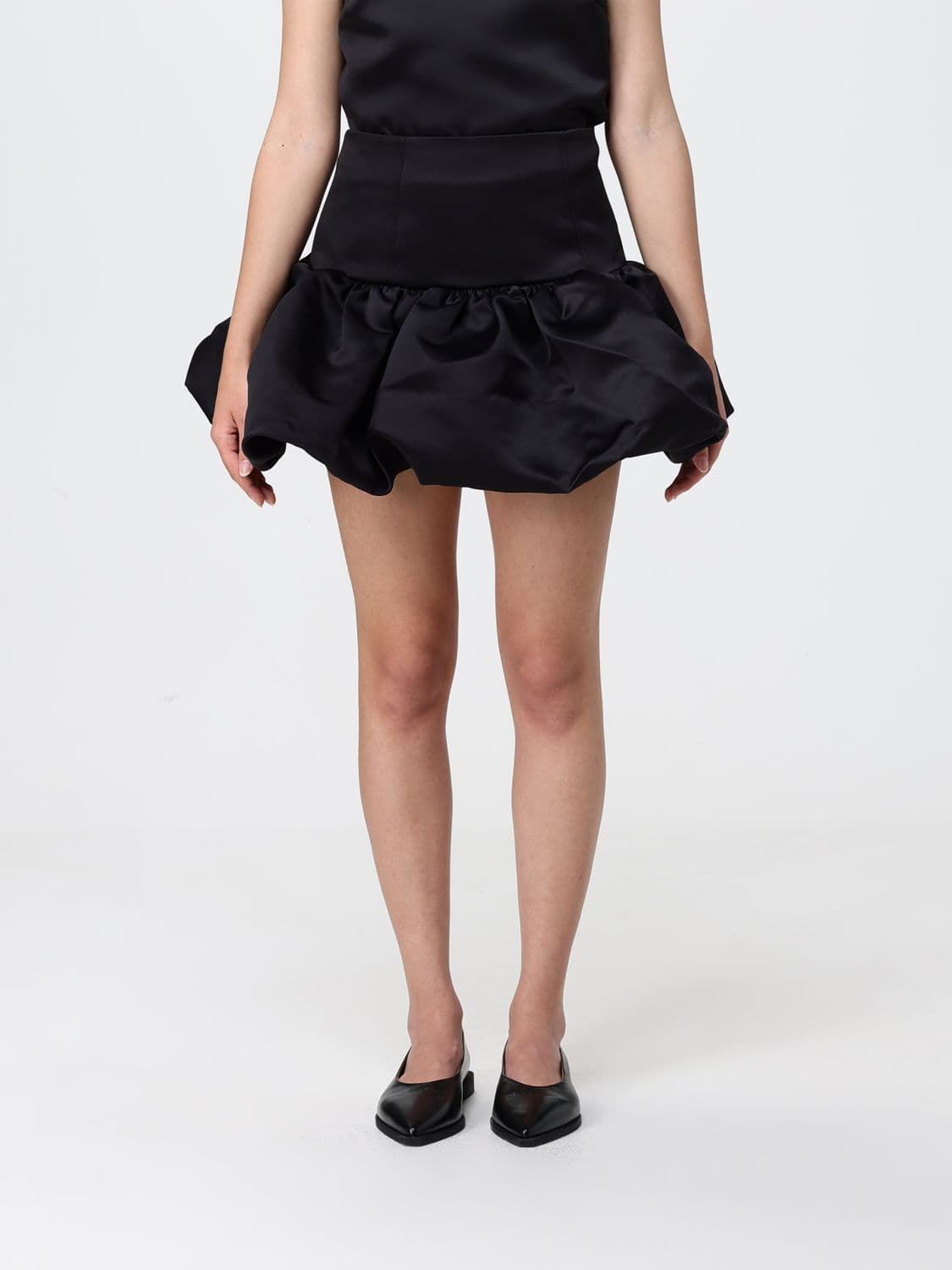 Ganni Ruffled Satin Skirt
