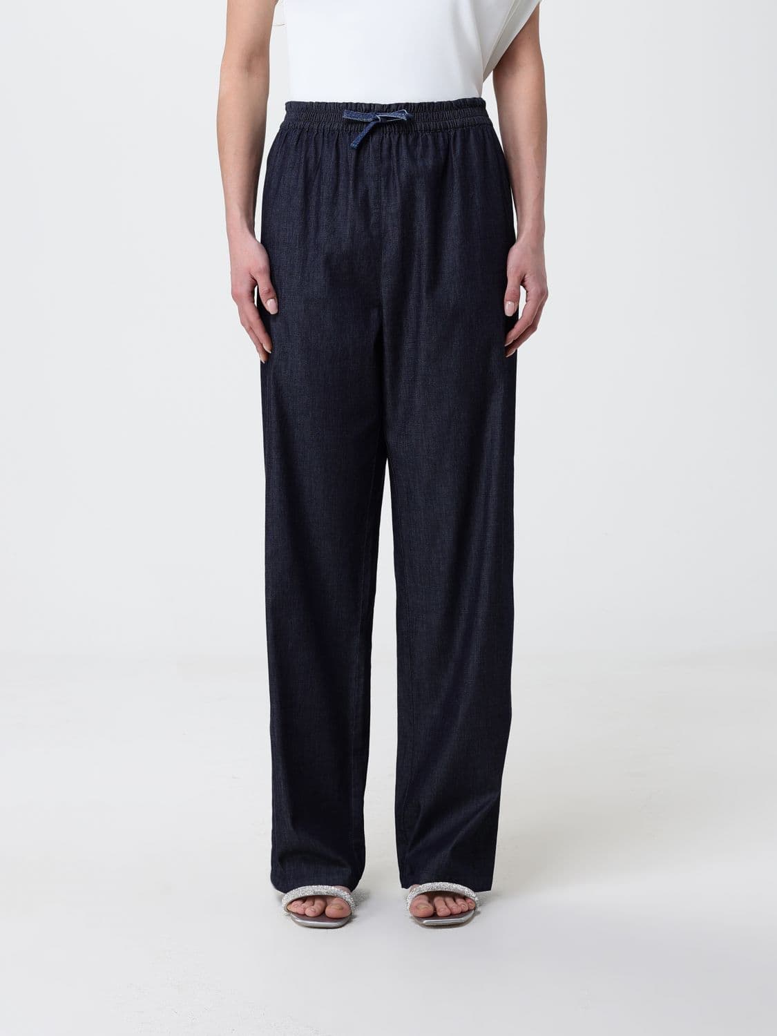 Emporio Armani Stretch Cotton Wide-Leg Trousers