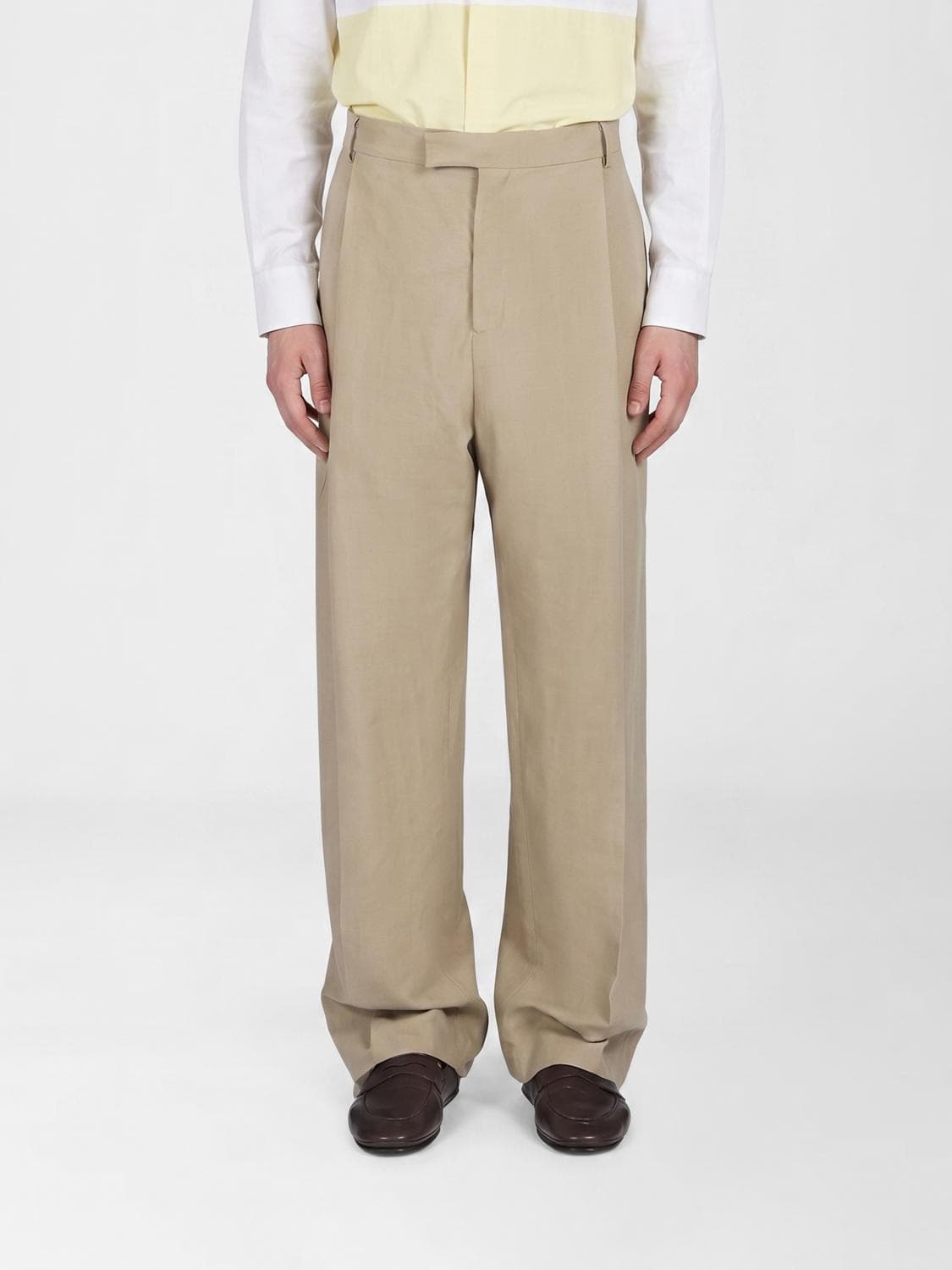 Ferragamo Cotton and Linen Blend Wide Leg Trousers