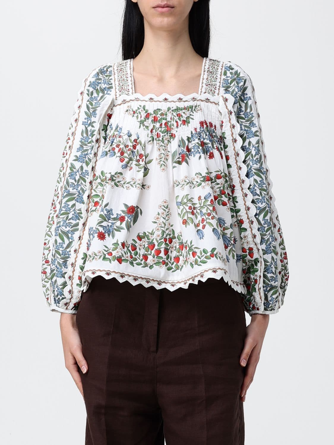Farm Rio Fruit Beauty Printed Cotton Blouse · M