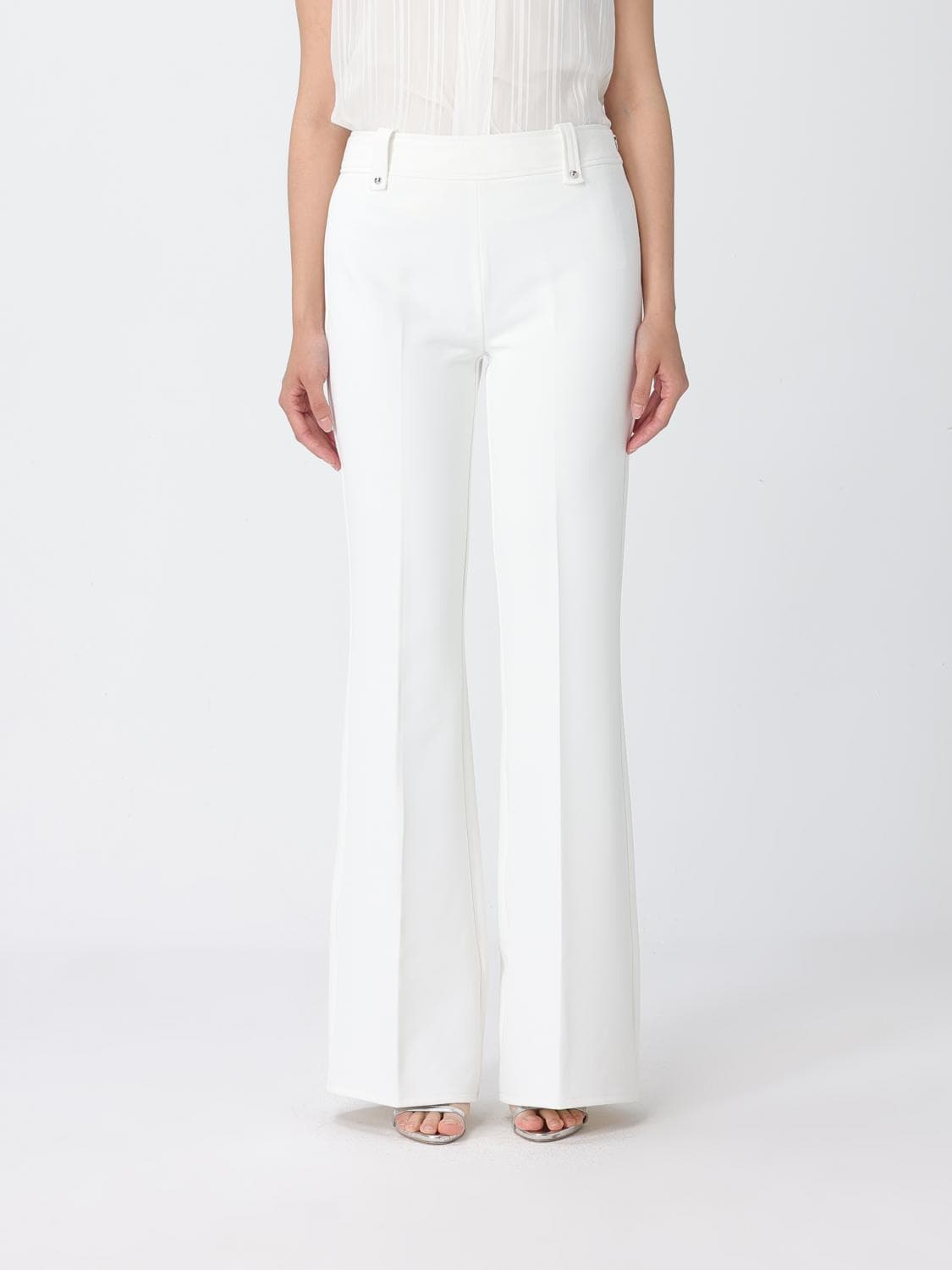 Liu Jo High-Waisted Flared Crêpe Trousers with Belt Loops