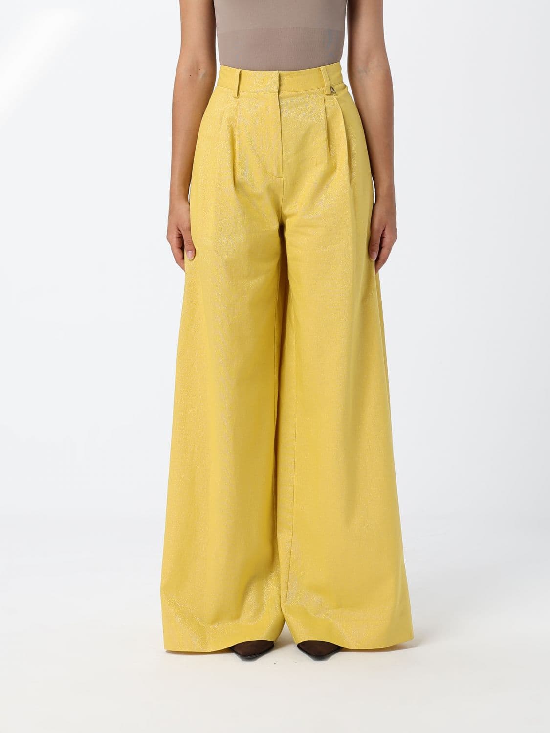 Actitude Twinset High-Waisted Palazzo Trousers in a Linen and Cotton Blend