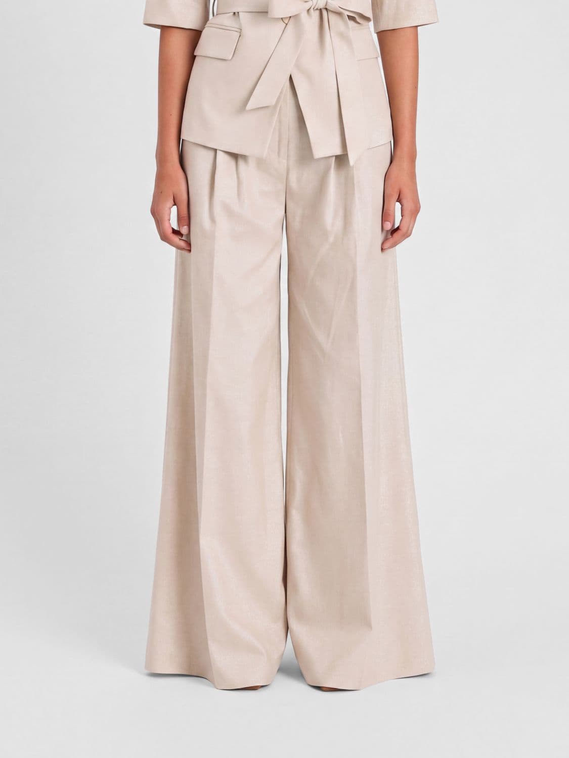 Actitude Twinset High-Waisted Palazzo Trousers in a Linen and Cotton Blend · XL