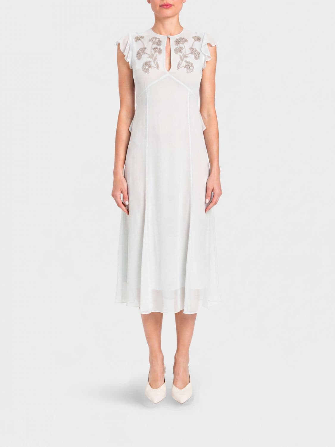 Twinset Viscose Midi Dress with Rhinestones