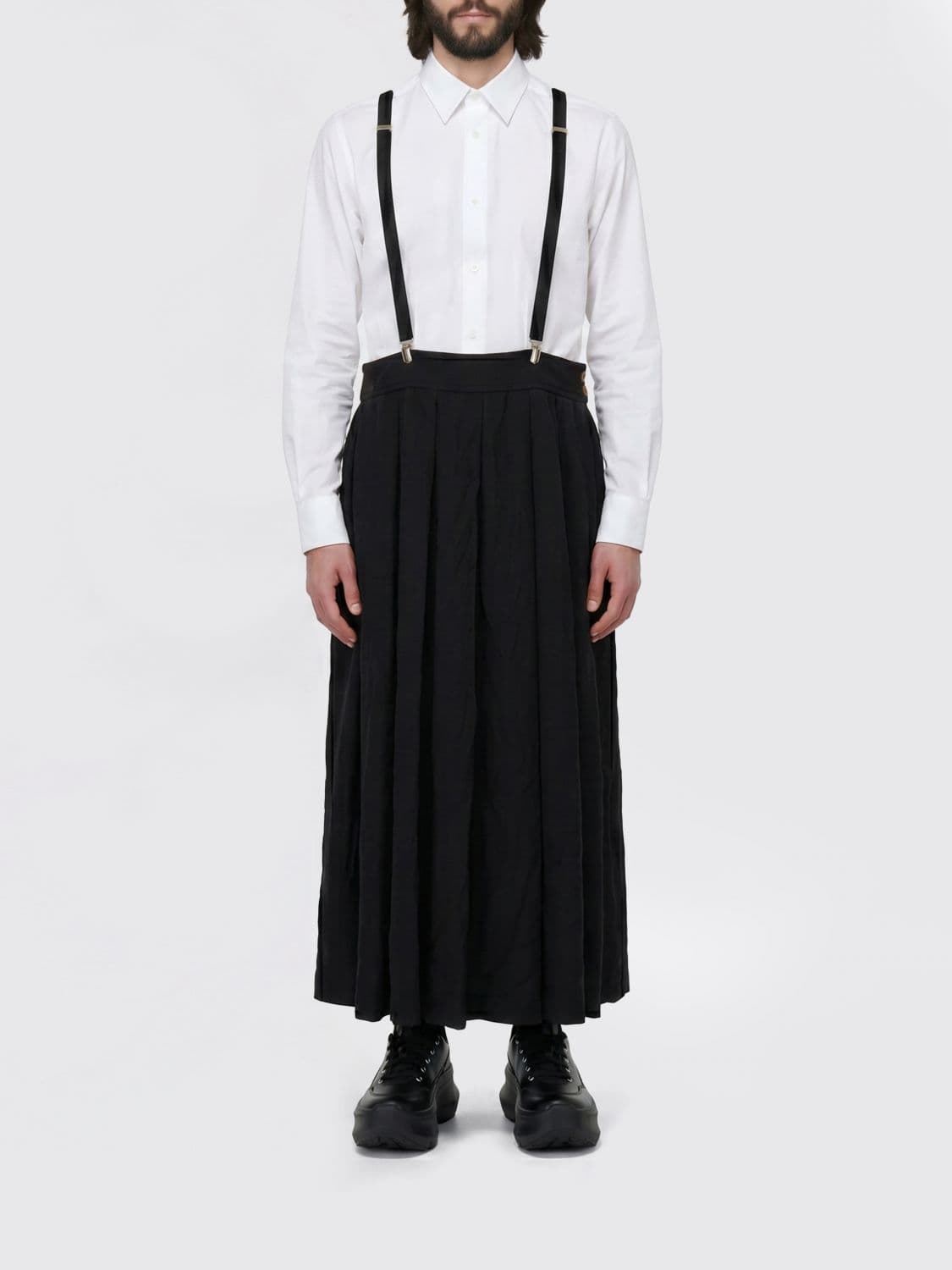 Comme Des Garçons Pleated Polyester Skirt with Suspenders · S