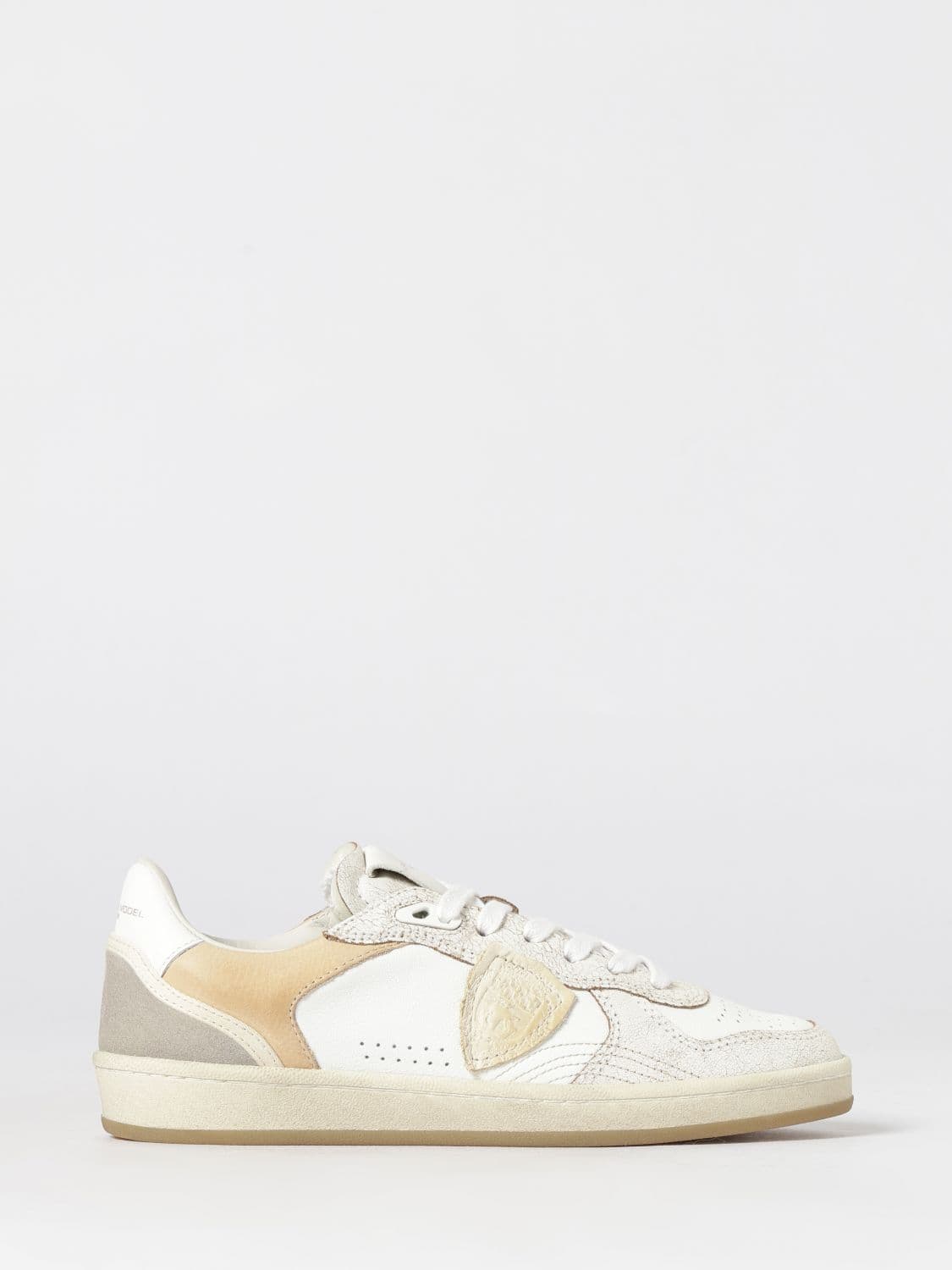 Philippe Model Pgal Bicolor Sneakers in Suede and Crackle Goat Leather