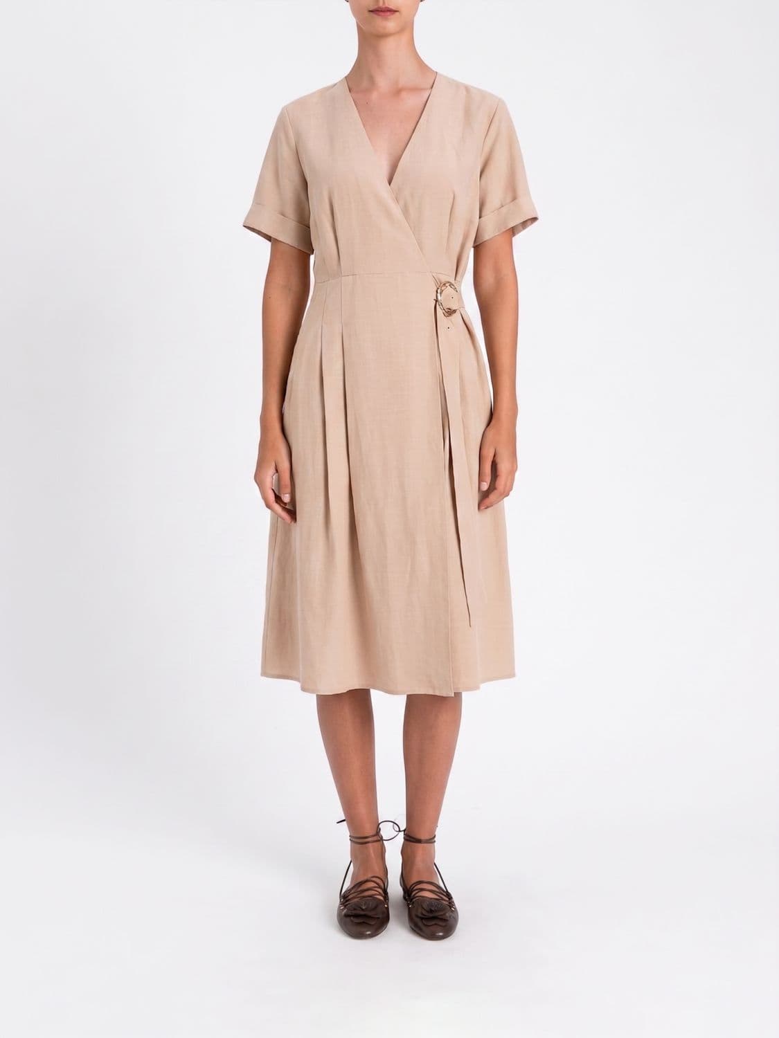 Twinset Linen Blend Wrap Dress