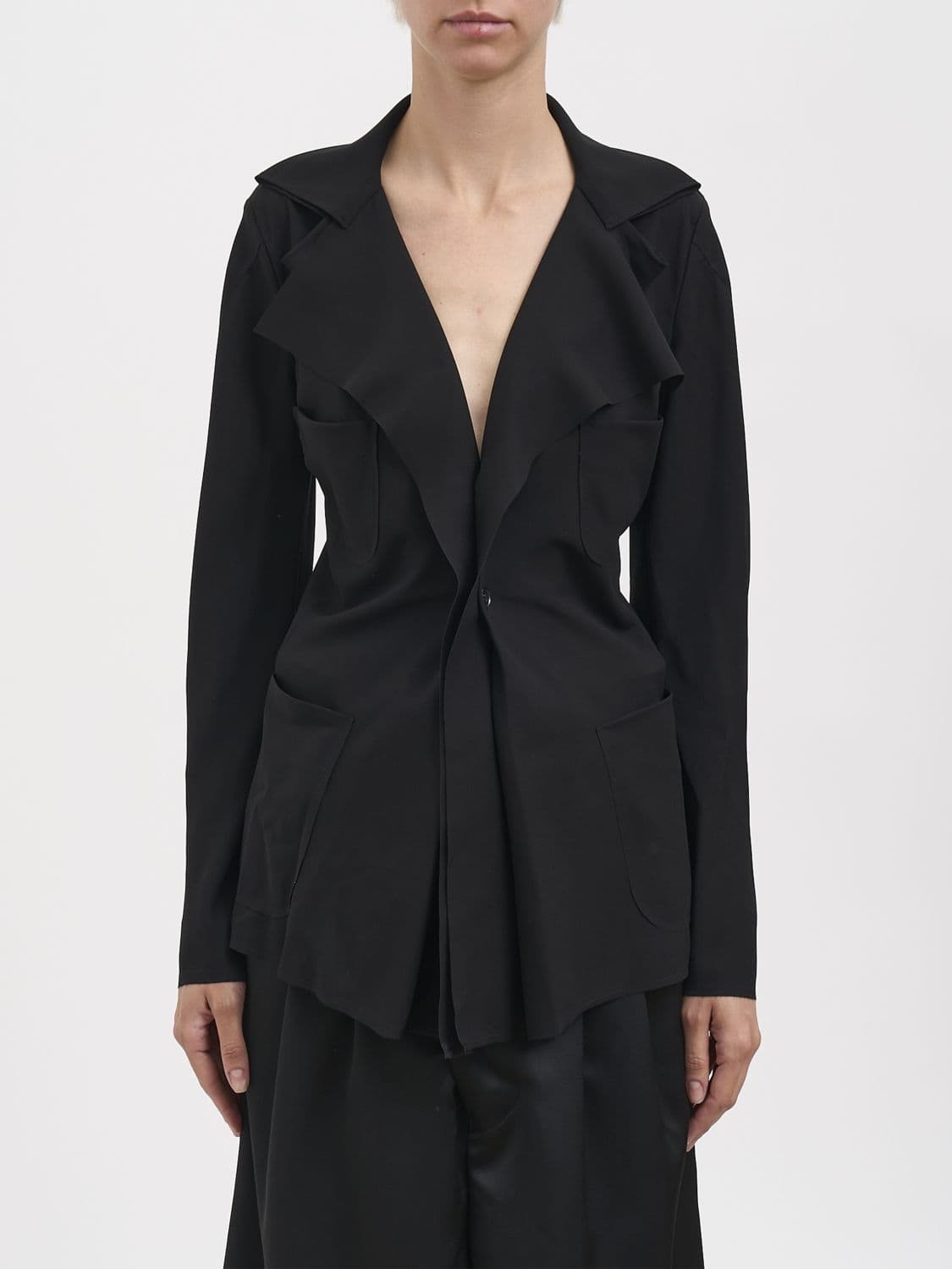 Junya Watanabe Single-Breasted Crêpe Blazer with Ruffle Appliqué