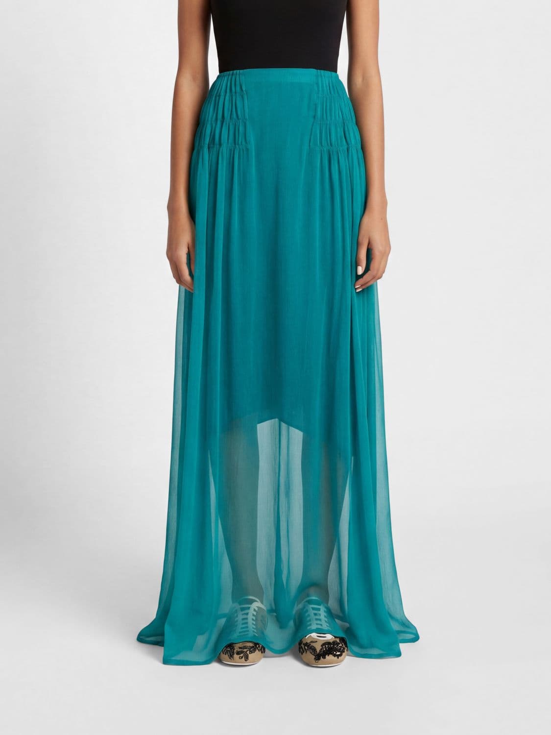 Dries Van Noten High-Waisted A-Line Silk Maxi Skirt