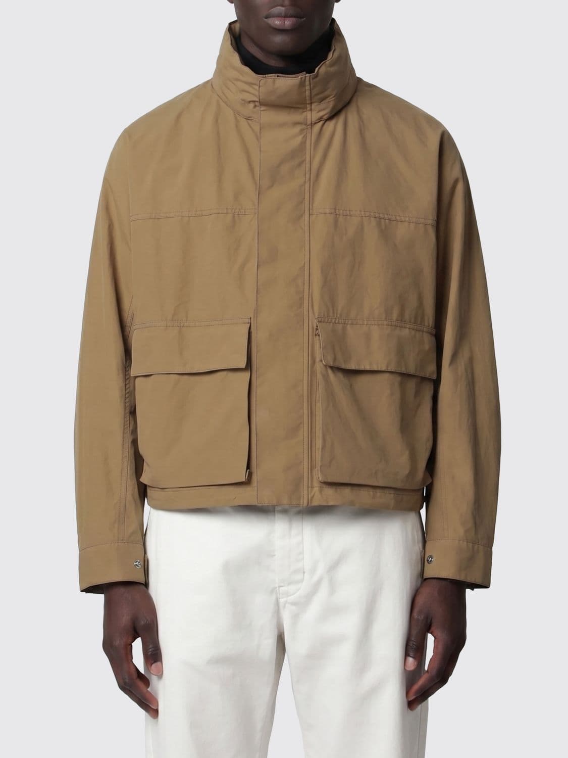 Lemaire High-Neck Lightweight Cotton Jacket with Patch Pockets