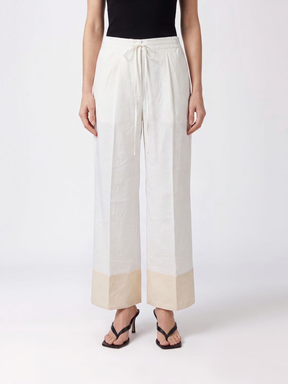 Toteme High-Waisted Viscose Palazzo Trousers with Drawstring