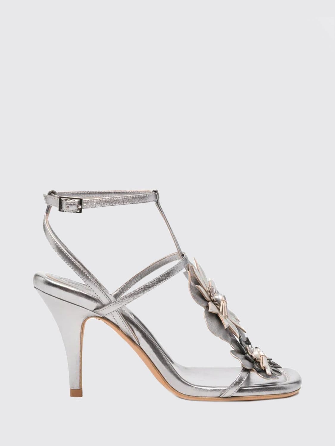 Zimmermann Belara Laminated Leather Sandal with Applied Flowers