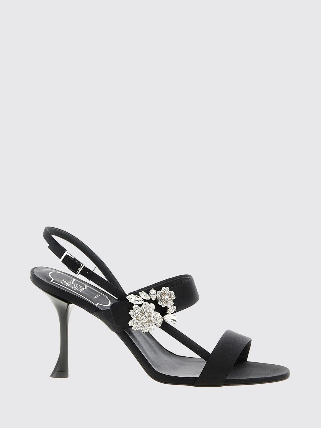 Roger Vivier Efflorescence Satin Sandal with Jewel Buckle