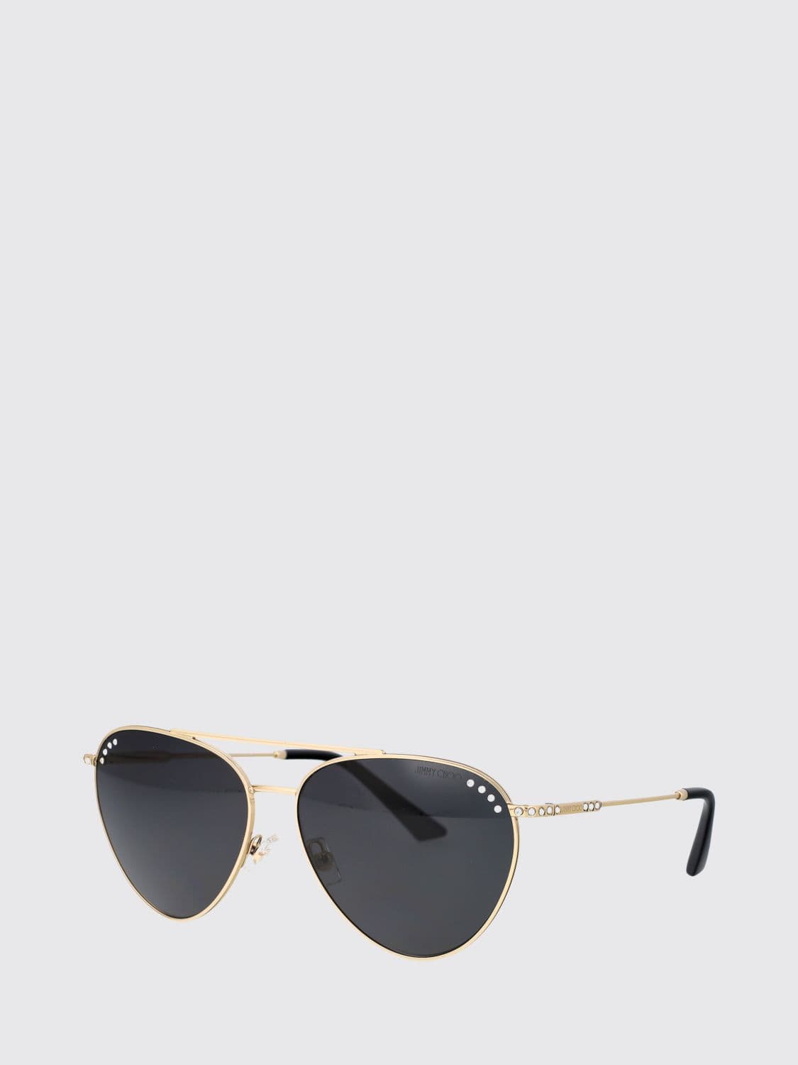 Jimmy Choo Aviator Sunglasses in Steel with Rhinestones and Double Bridge