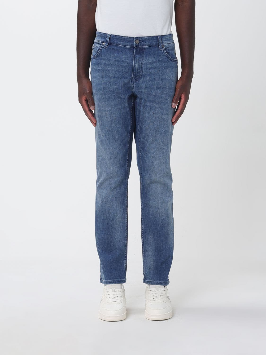Boss Slim Fit Five-Pocket Denim Jeans with a Mid-Rise Waist and Belt Loops