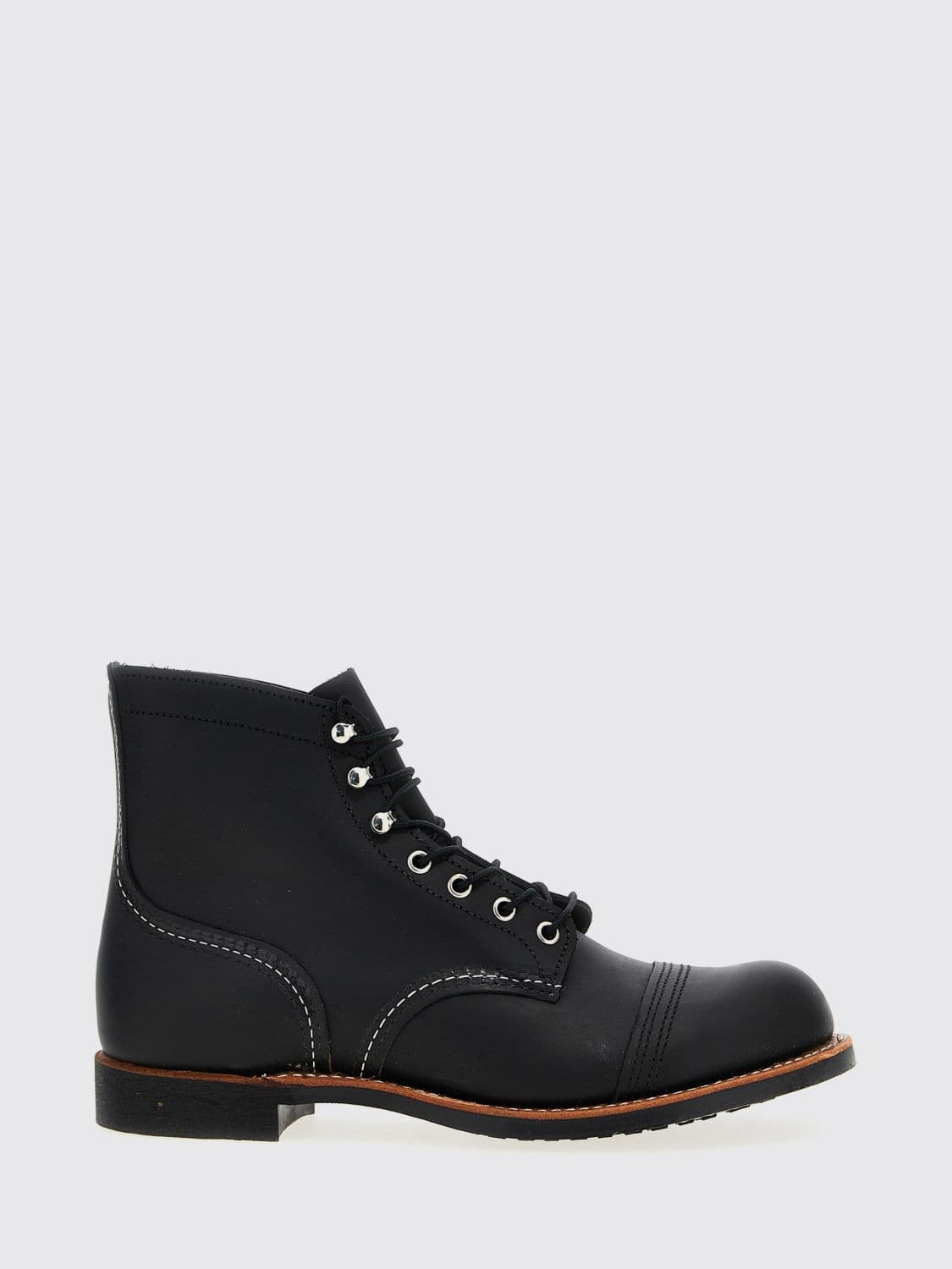 Red Wing Shoes Iron Ranger Lace-Up Smooth Leather Boots with Round Toe