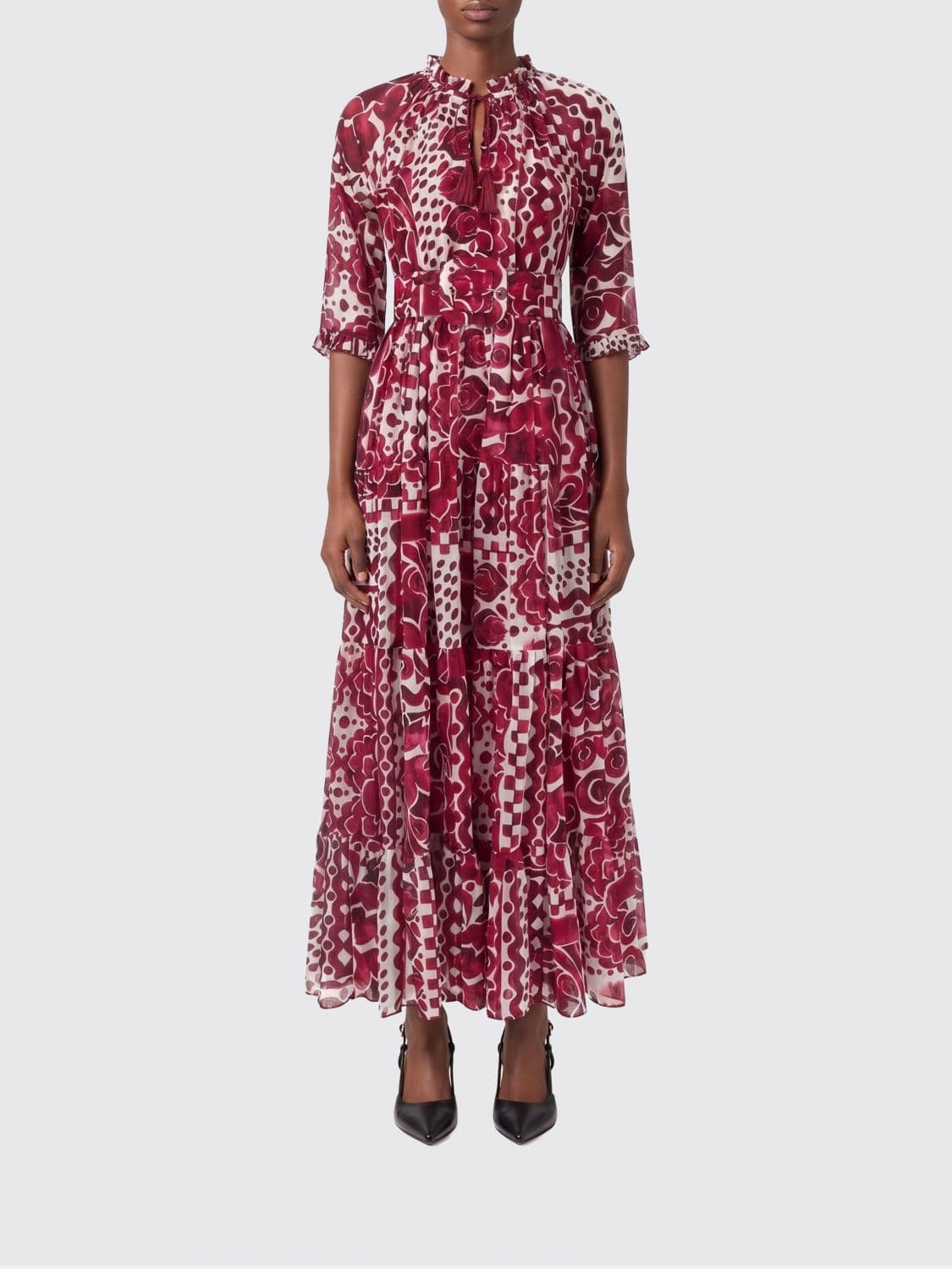 Samantha Sung Eden A-Line Floral Print Cotton Midi Dress