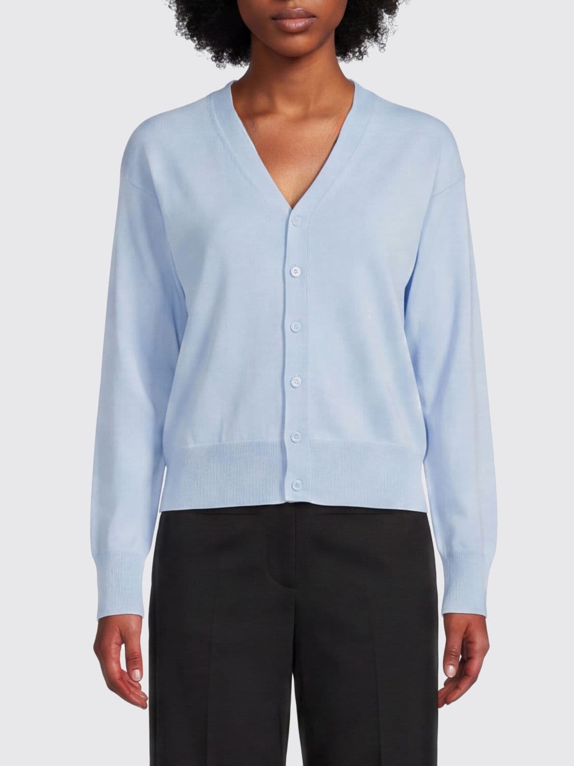 Mm6 Maison Margiela V-Neck Cotton Cardigan with dropped shoulders