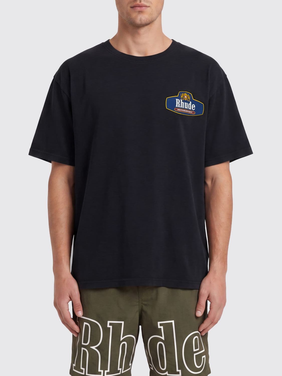 Rhude Cotton T-shirt with vintage style logo print and crew neck · S