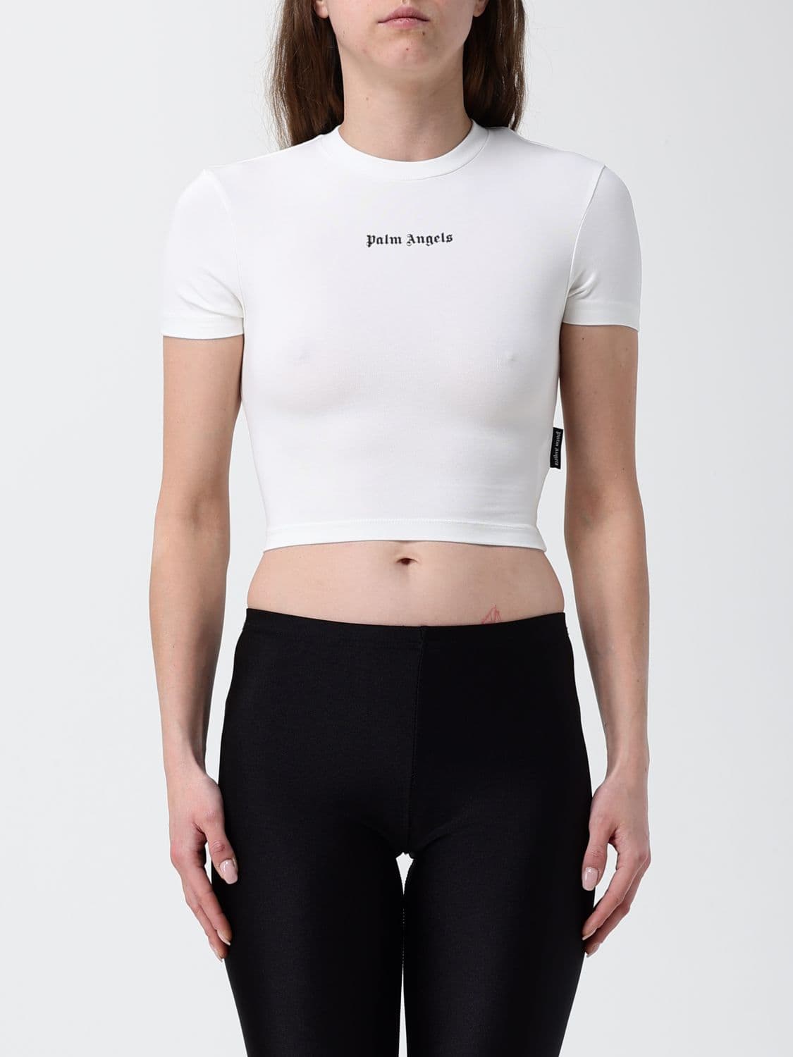 Palm Angels Stretch Cotton Cropped Top with Logo · L