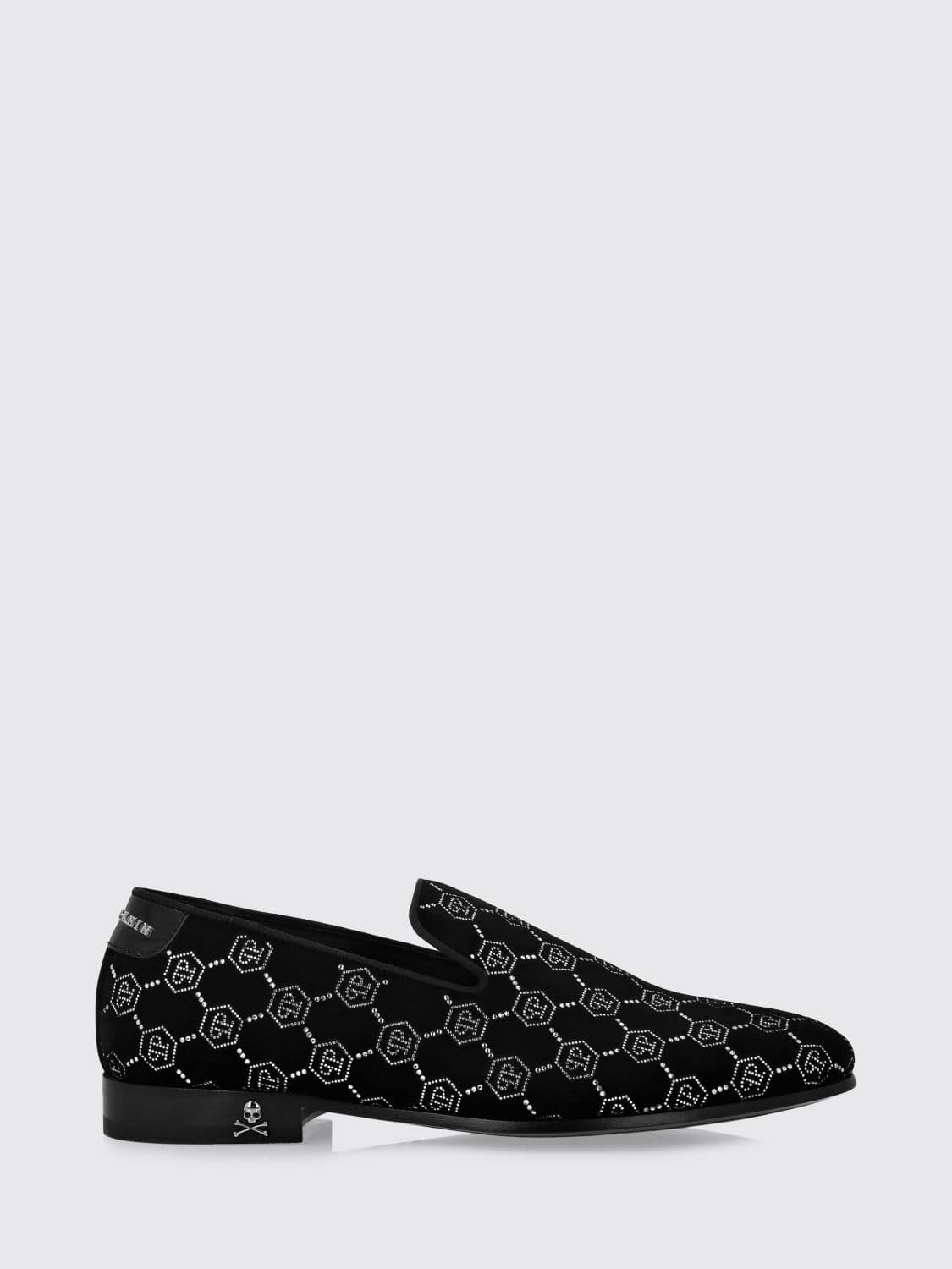 Philipp Plein Velvet Loafers with Rhinestone Hexagon