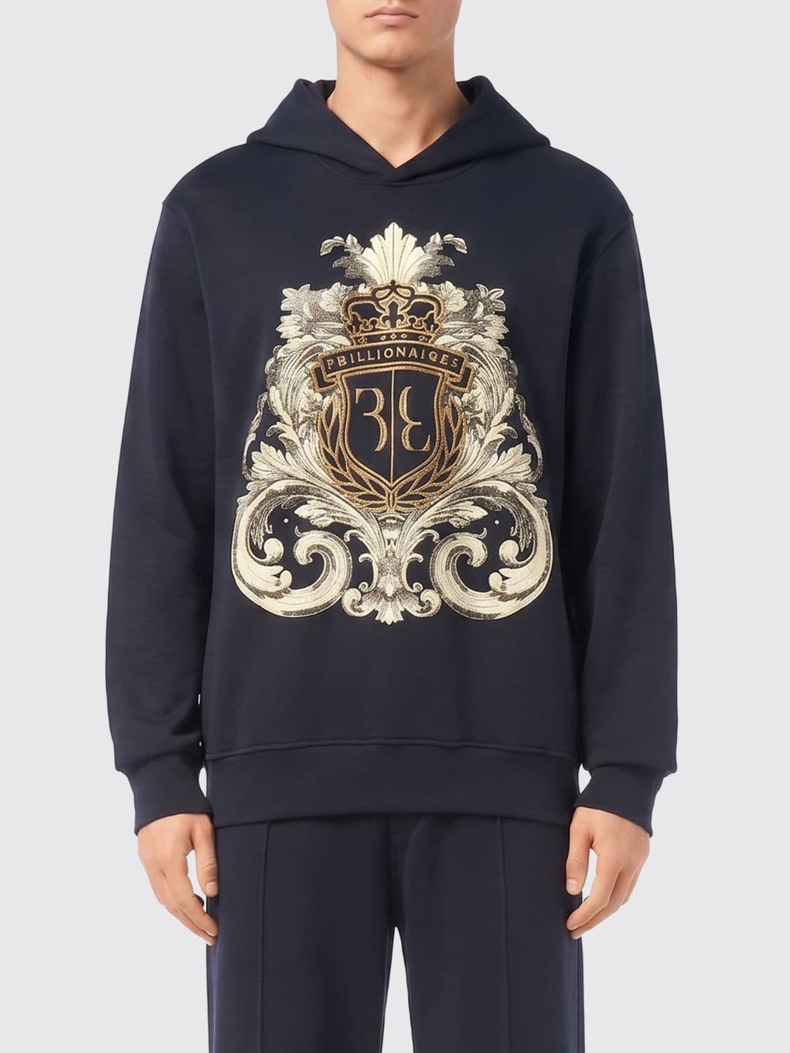 Billionaire Cotton Hoodie with Baroque Print