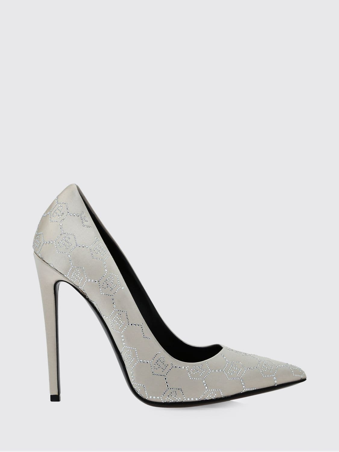 Philipp Plein Satin Pumps with Rhinestone Hexagon
