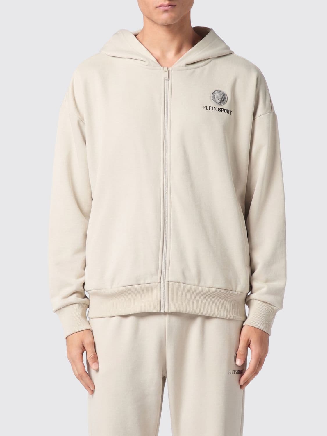 Plein Sport Cotton Blend Zip-Up Hoodie