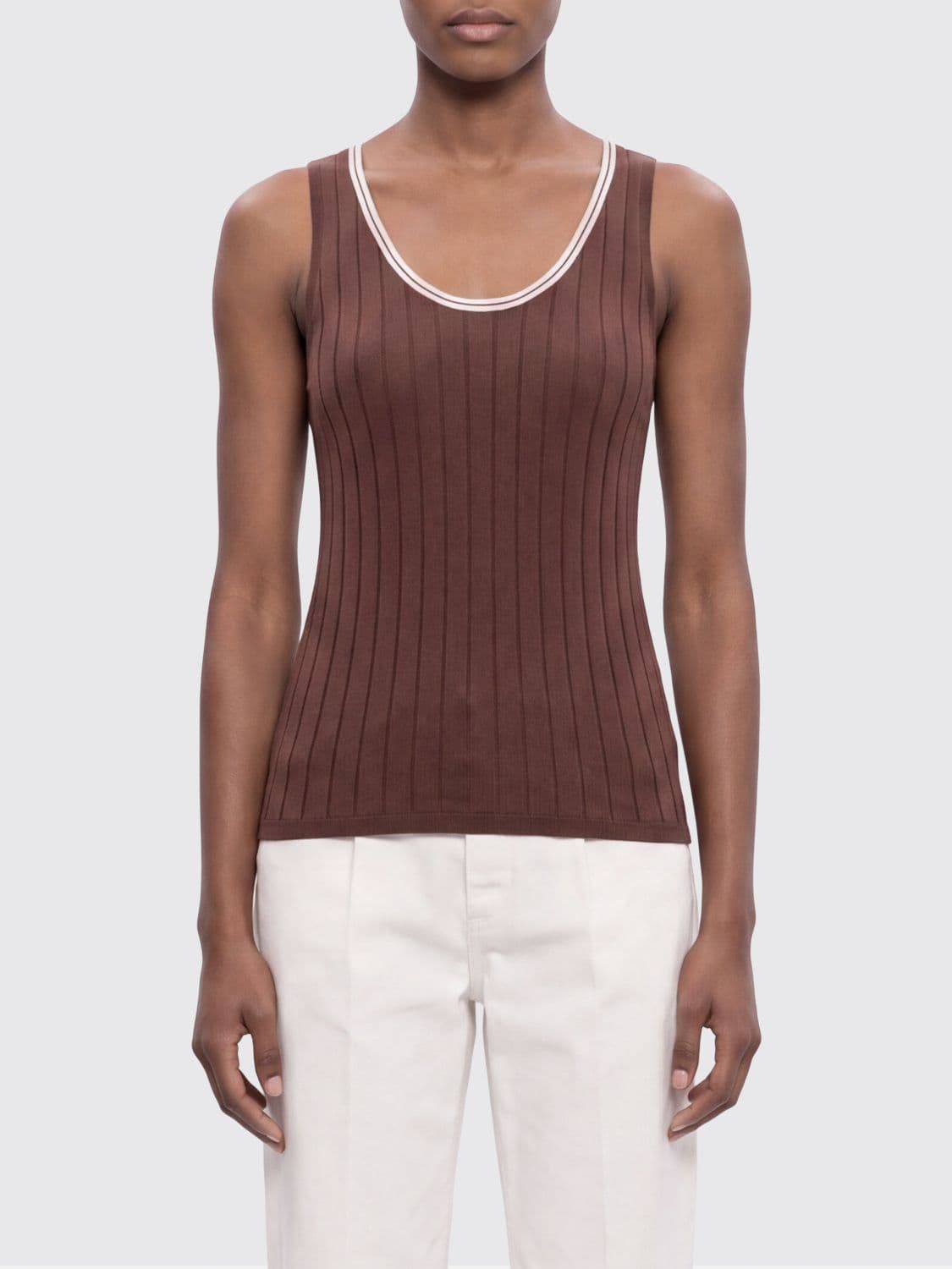 Brunello Cucinelli Ribbed Wool Blend Top