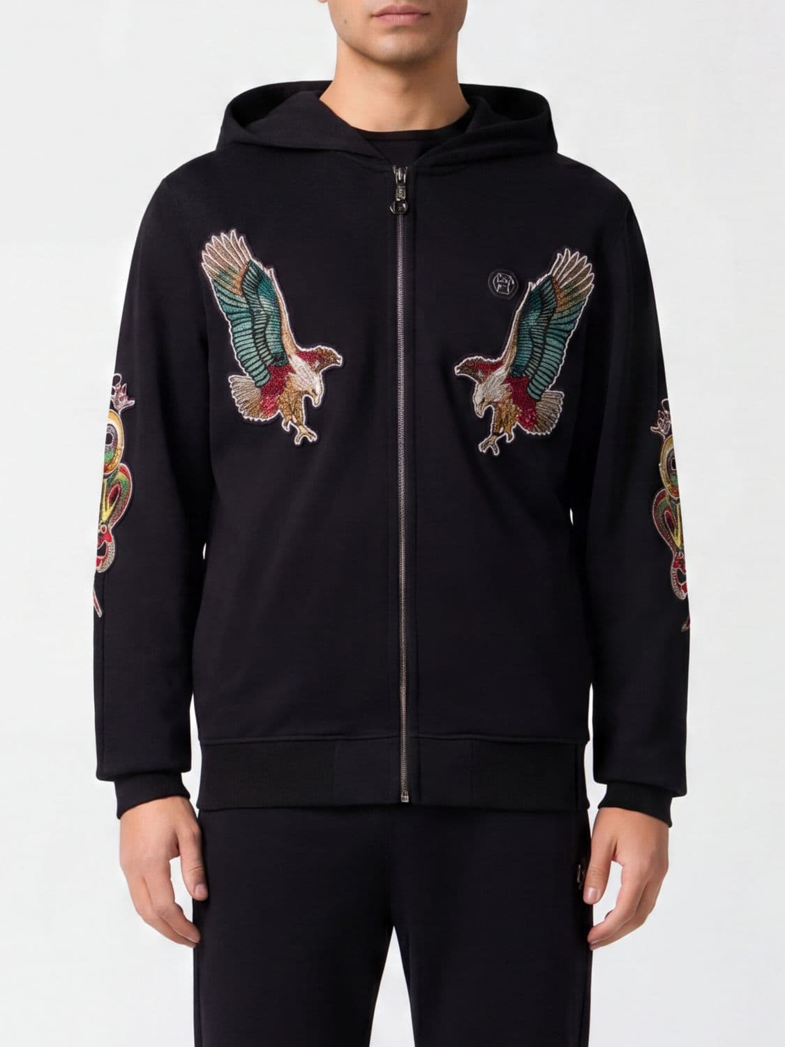 Philipp Plein Tattoo Patches Zip Hoodie