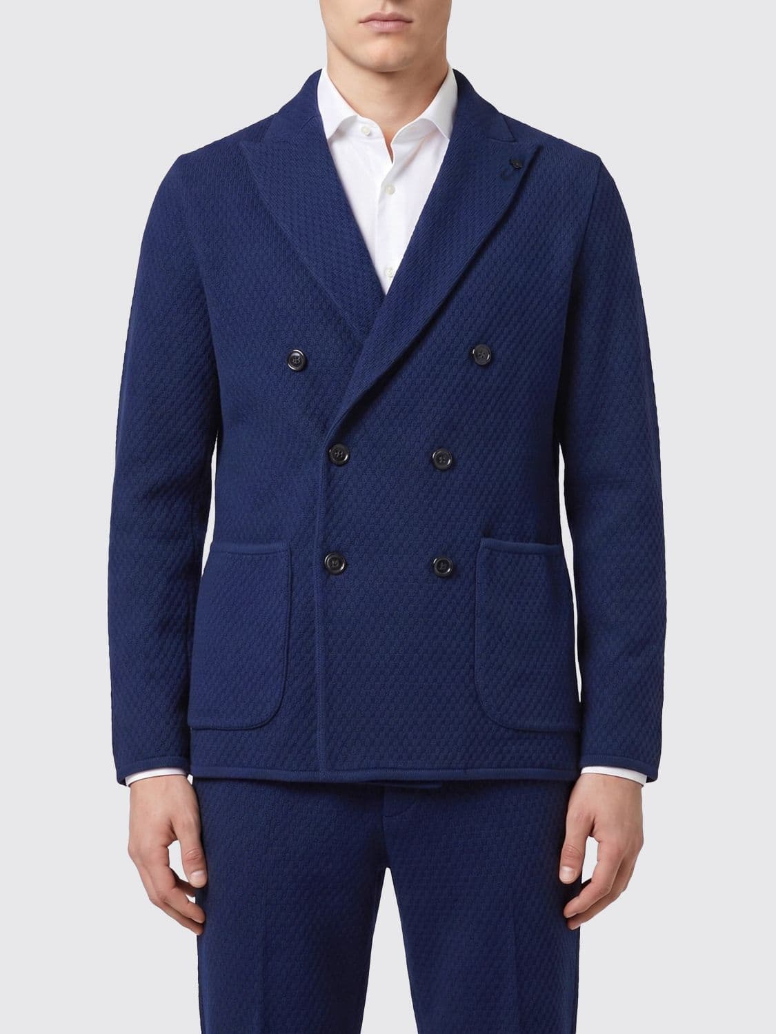 Lardini Cotton Double-Breasted Blazer · M