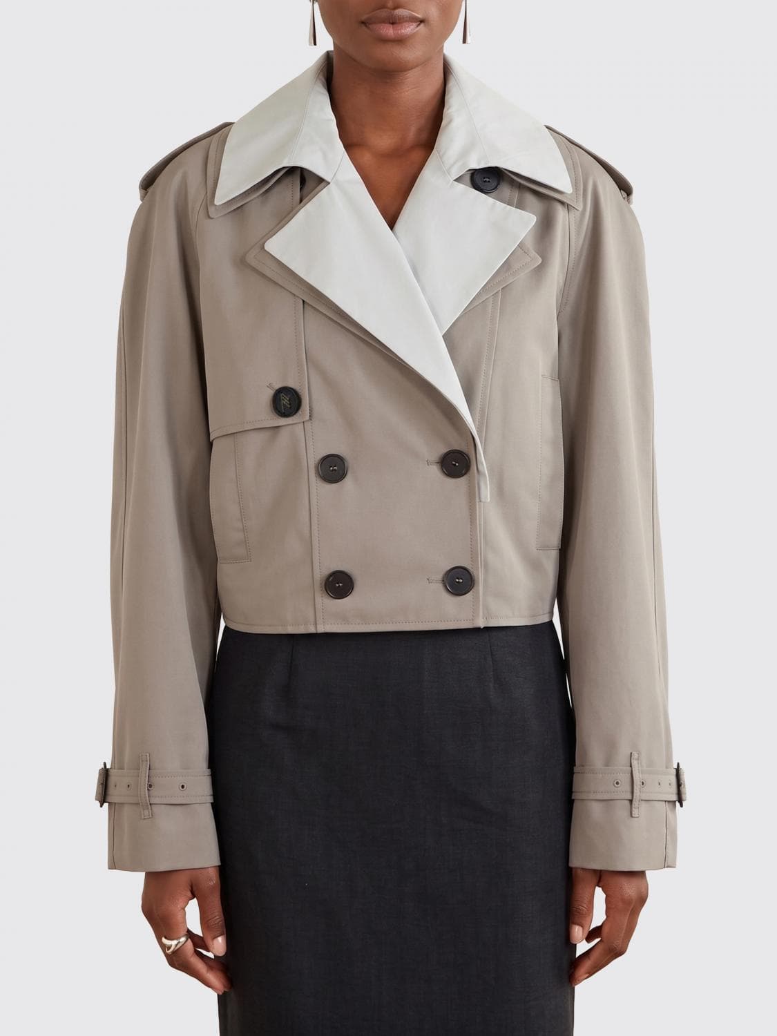 The Attico Double-breasted Cotton Blend Trench Coat