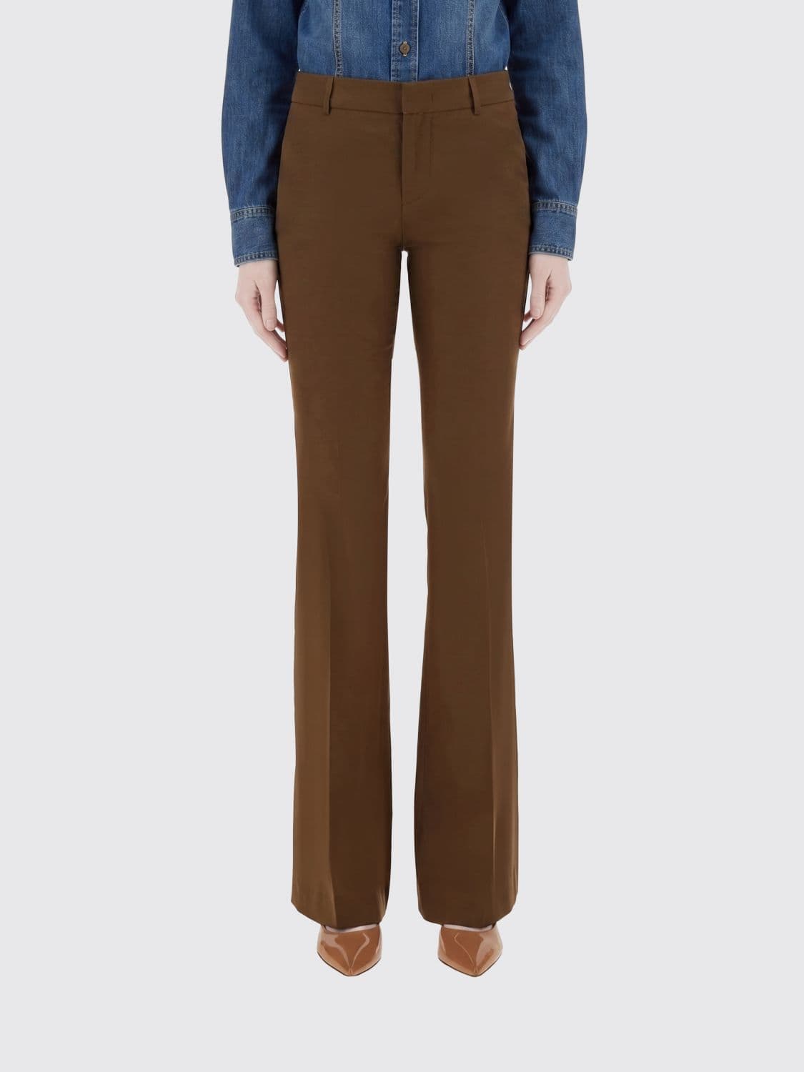 Pt Torino Stretch Cotton Flared Trousers