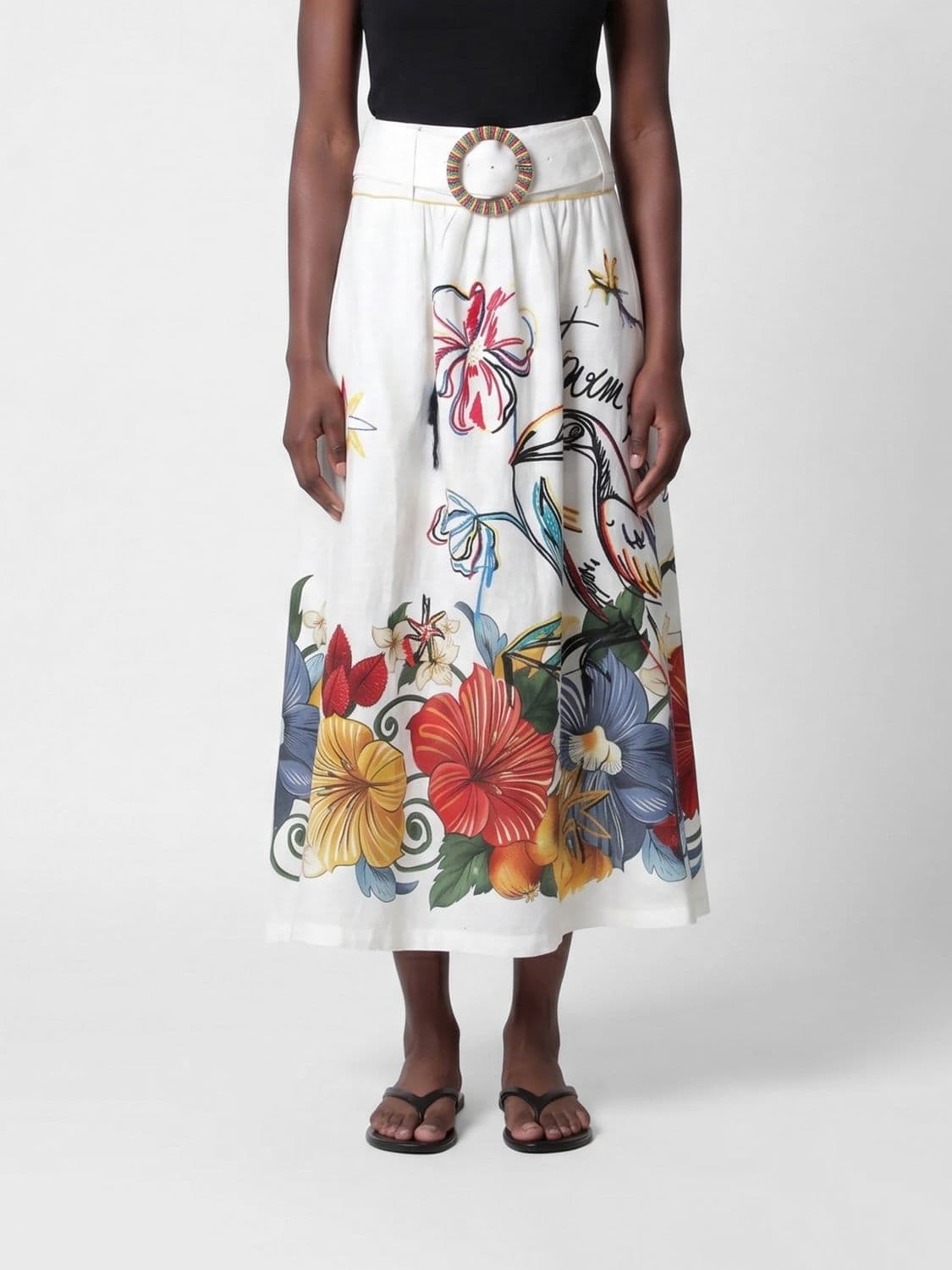 Farm Rio Printed Linen and Cotton Skirt · XS