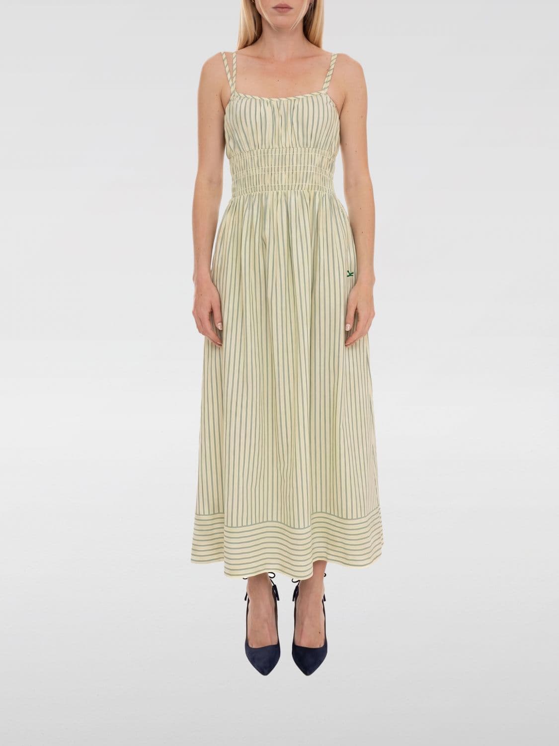 Boss Striped Cotton Midi Dress