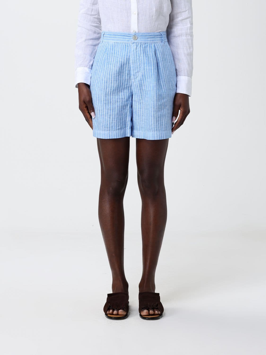 120% Lino Striped Linen Shorts