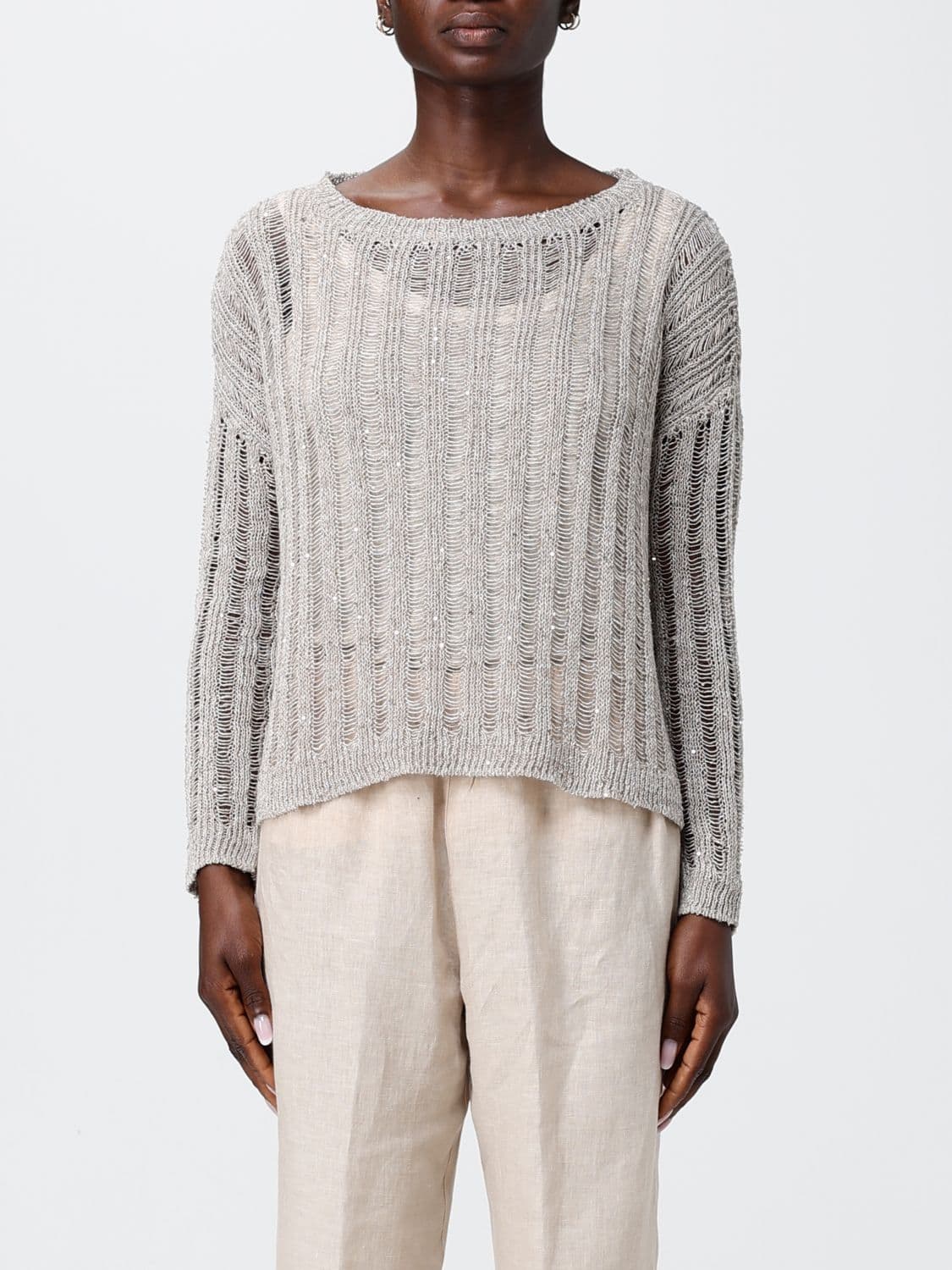 120% Lino Openwork Knit Top