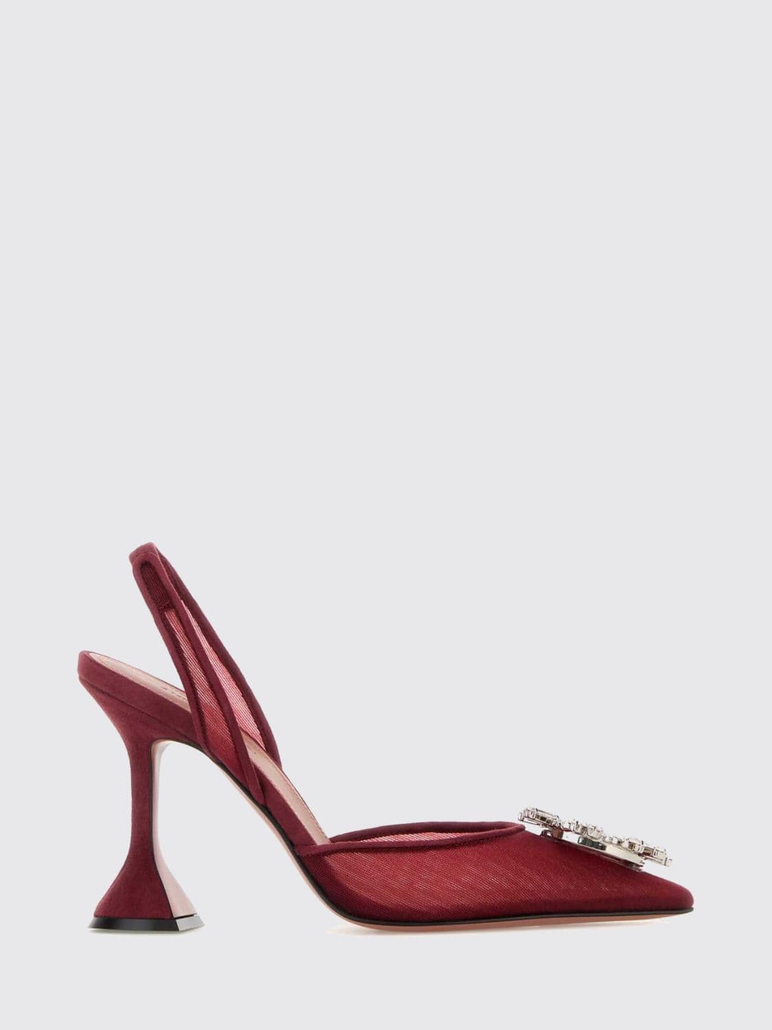 Amina Muaddi Begum Mesh Nylon Slingback with Jewel Buckle
