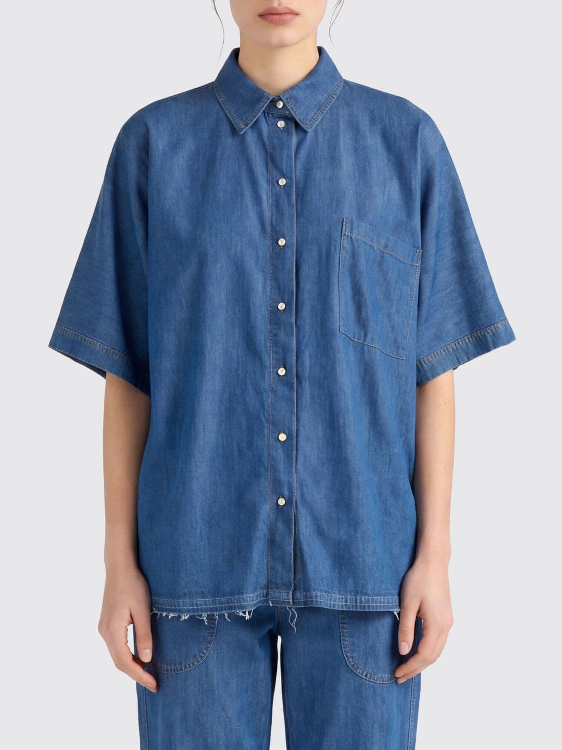 Momonì Short-Sleeved Cotton Shirt with a Relaxed Fit and Dropped Shoulders