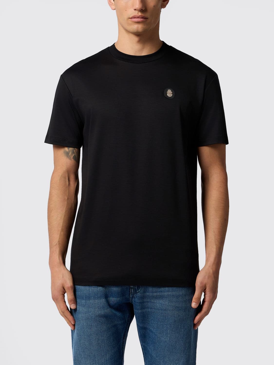 Billionaire Cotton Jersey Crewneck T-Shirt with Applied Logo Patch