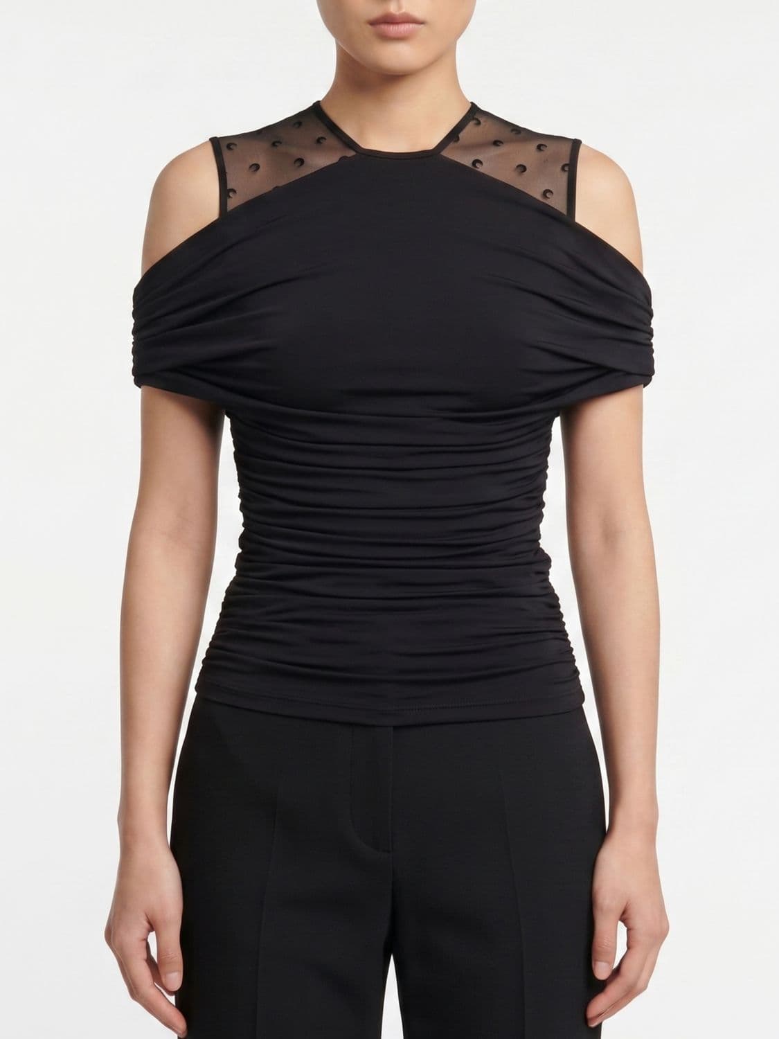 Marine Serre Draped Off-The-Shoulder Stretch-Viscose Top