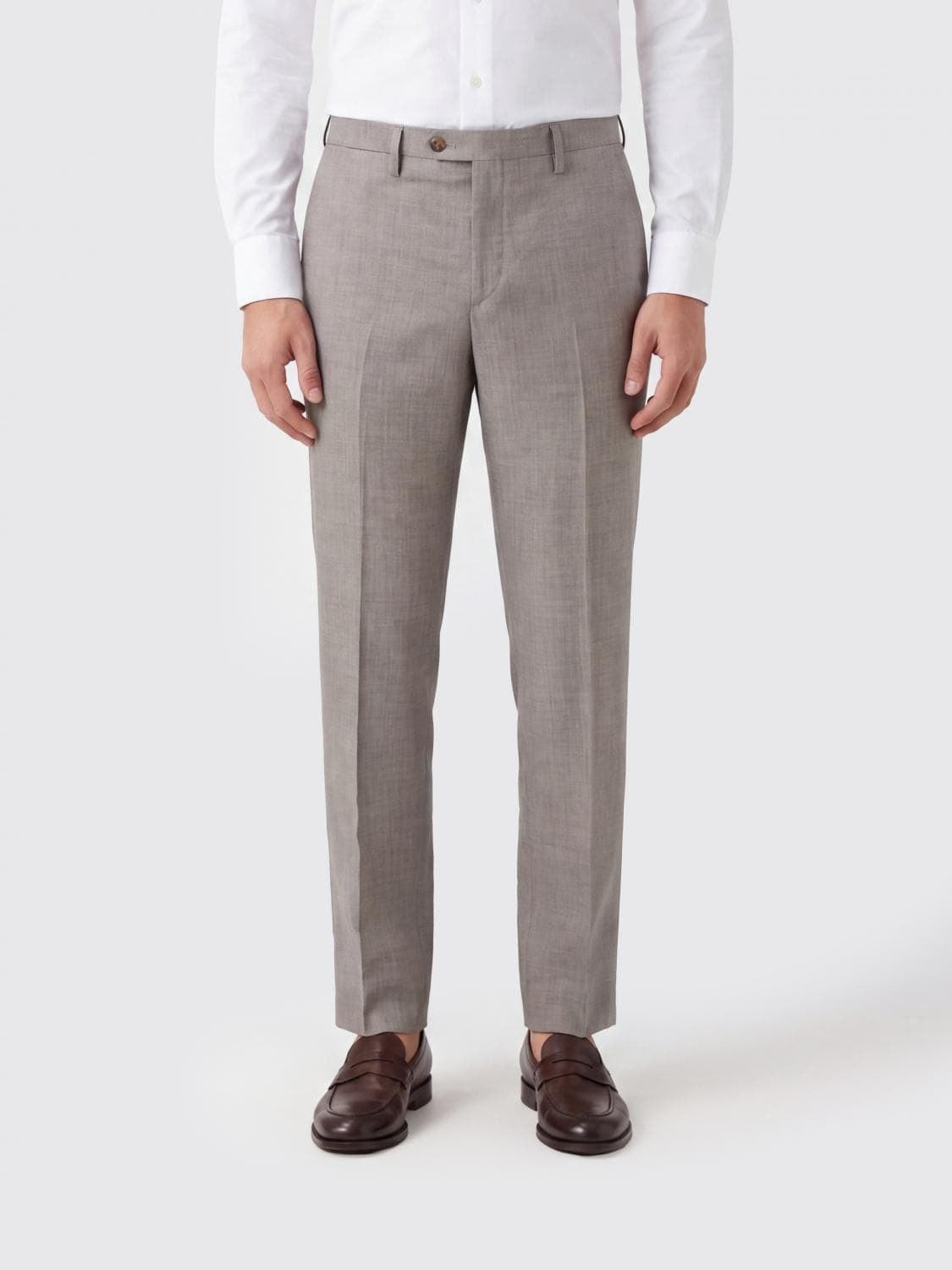 Briglia 1949 Slim Fit Tailored Trousers in Virgin Wool with an Off-Centre Closure