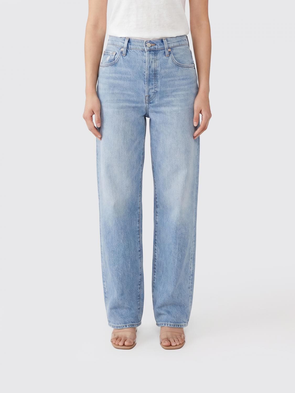 Mother High-Waisted Straight-Leg Jeans in Denim with Five-Pocket Design