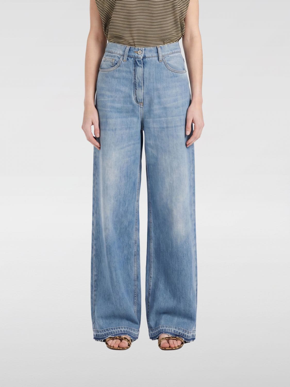 Momonì High-Waisted Wide Leg Jeans in Cotton Denim