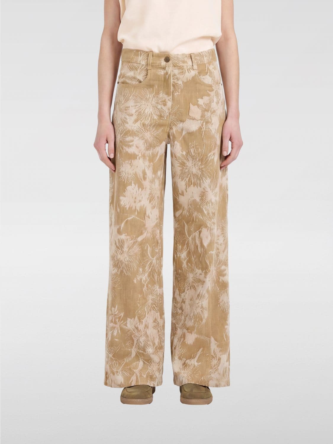 Momonì High-Waisted Floral Print Cotton Wide Leg Trousers · 38