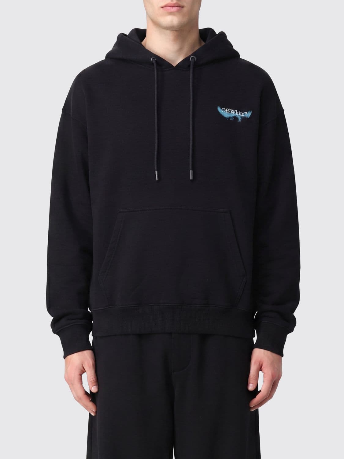 Off-White Relaxed Fit Cotton Hoodie with Arrow Logo