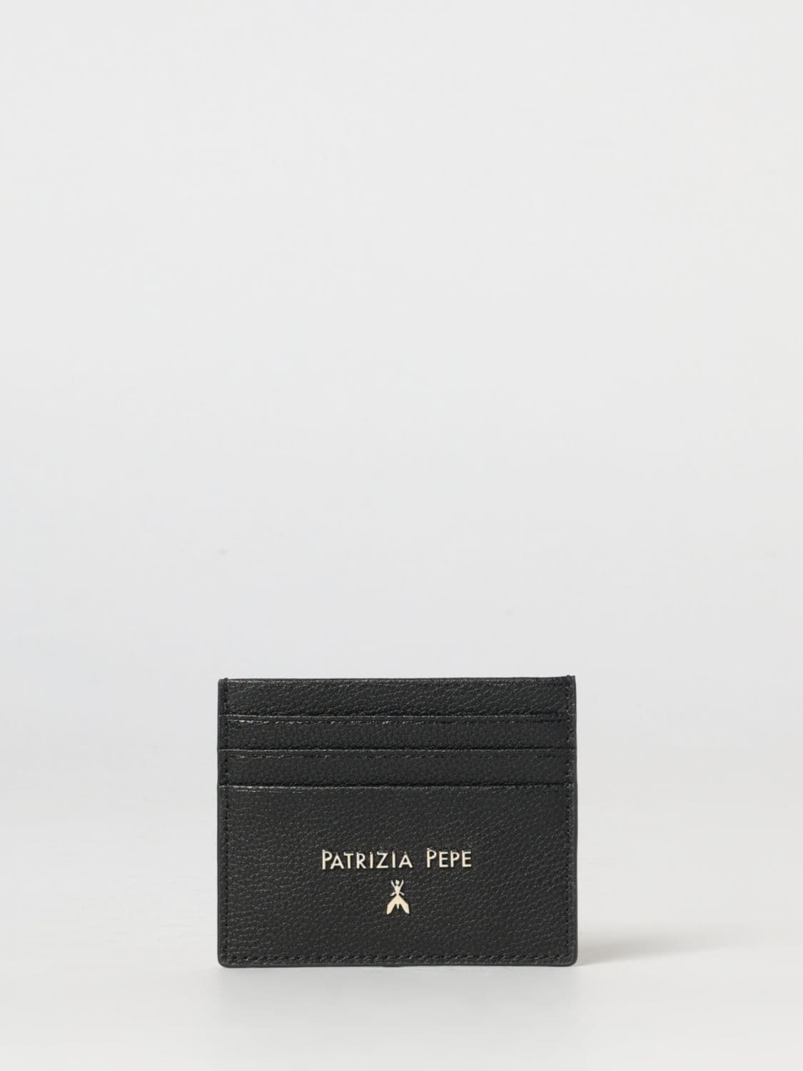 Patrizia Pepe Flat Grained Leather Card Holder with Seven Slots and Lettering Logo · OS